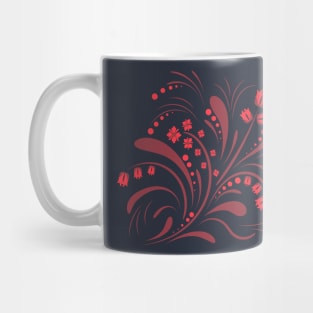 Folk floral art print . Flowers abstract art , poster. Mug